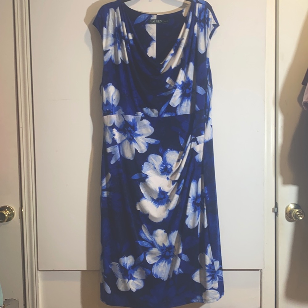 Lauren Ralph Lauren Blue Dress With Floral Pattern Size 20 W